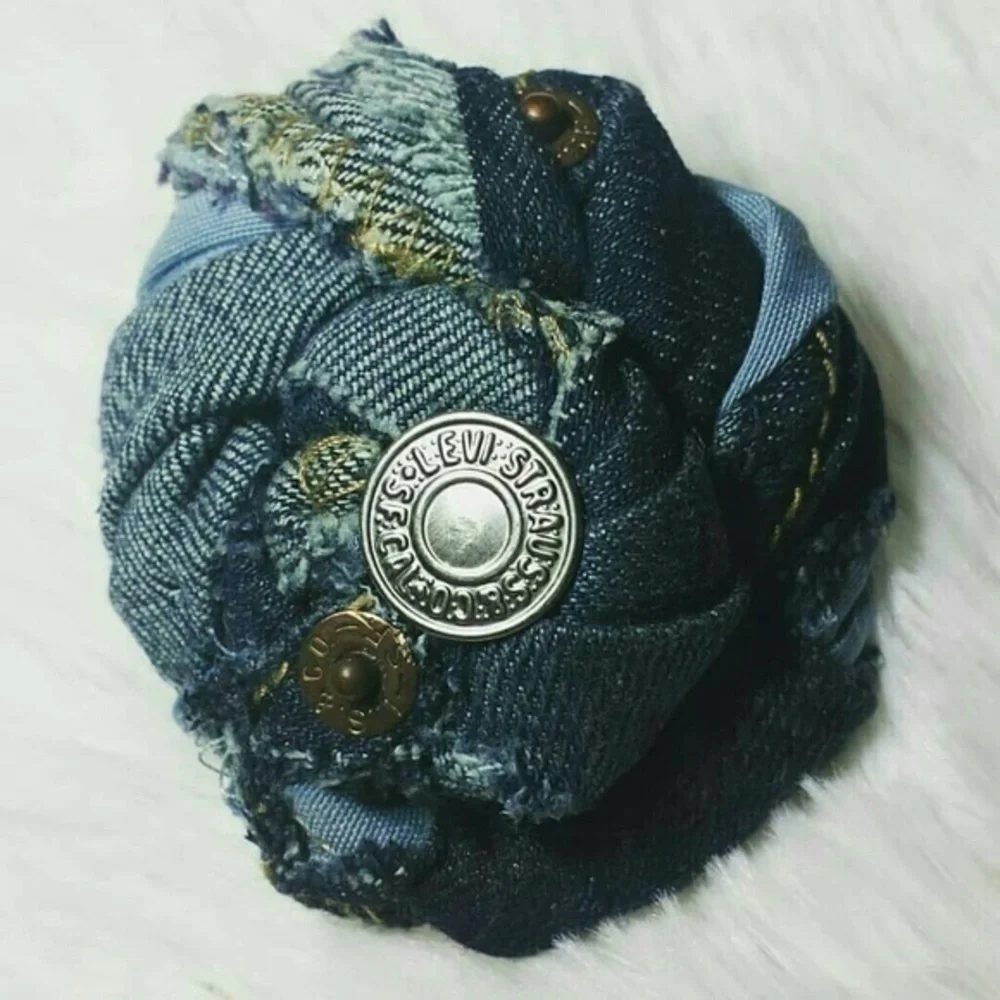 Tasty Raw Edge Levis Strauss Denim Rose Brooch